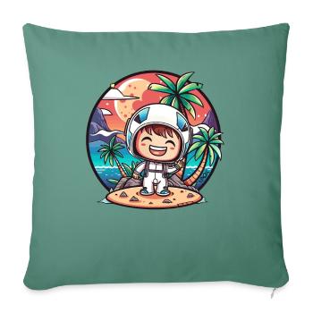 Little cute astronaut on an island - Sofa pillowcase 17,3'' x 17,3'' (45 x 45 cm) - cypress green - Front