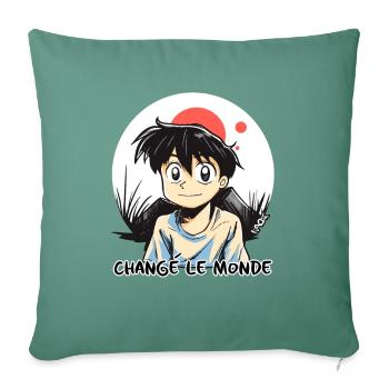 Change le monde, change the world, change the world - Sofa pillowcase 17,3'' x 17,3'' (45 x 45 cm) - cypress green - Front