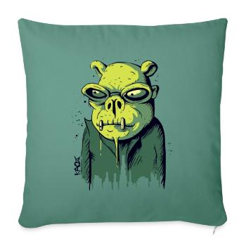Gobelin Ogre : Je ne suis qu’une existence maladroite - Housse de coussin décorative 45 x 45 cm - vert sapin - Devant