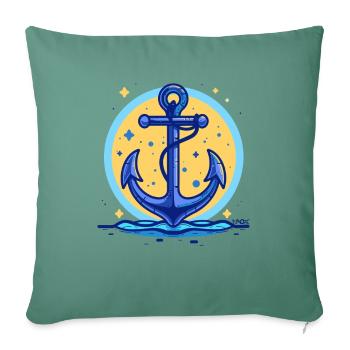 Blauer Schiffsanker, Symbol Schiff Anker - Sofakissenbezug 45 x 45 cm - Tanngrün - Vorne