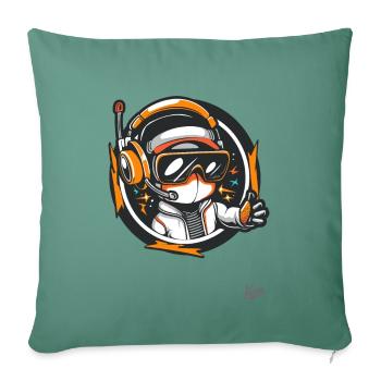 Science-fiction spatiale avec casque et radio - Housse de coussin décorative 45 x 45 cm - vert sapin - Devant