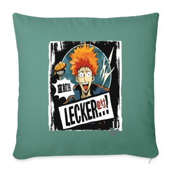 Cartoon Ramen: The Guy Says "Yummy!" - Sofa pillowcase 17,3'' x 17,3'' (45 x 45 cm) - cypress green - Front