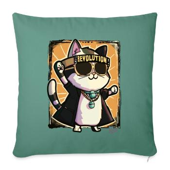 Cool Rocker Cat Revolution - Sofa pillowcase 17,3'' x 17,3'' (45 x 45 cm) - cypress green - Front