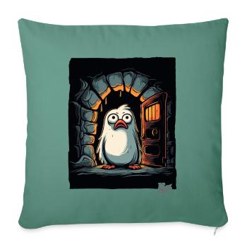 Baffled little cute bird in dungeon dungeon - Sofa pillowcase 17,3'' x 17,3'' (45 x 45 cm) - cypress green - Front