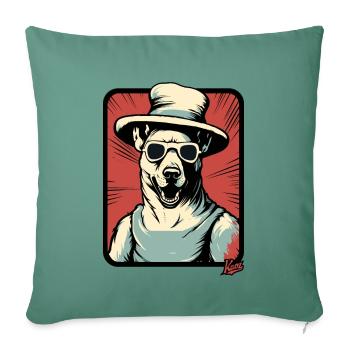 Cooler Hund mit großem Hut - Sofakissenbezug 45 x 45 cm - Tanngrün - Vorne