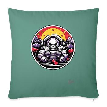 Space astronaut: skull nature and hearts - Sofa pillowcase 17,3'' x 17,3'' (45 x 45 cm) - cypress green - Front