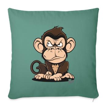 Singe de dessin animé effrayant intelligent - Housse de coussin décorative 45 x 45 cm - vert sapin - Devant