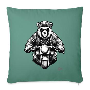 Cool Moto Biker Bear - Housse de coussin décorative 45 x 45 cm - vert sapin - Devant