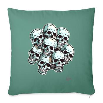 A pile of laughing skull skull - Sofa pillowcase 17,3'' x 17,3'' (45 x 45 cm) - cypress green - Front