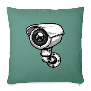 Caméra de sécurité de dessin animé : Caméras toujours visibles - Housse de coussin décorative 45 x 45 cm - vert sapin - Devant