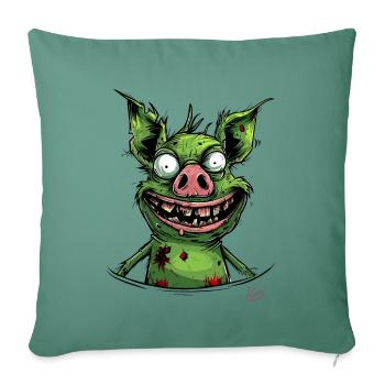 Funny Creepy Zombie Pig - Sofa pillowcase 17,3'' x 17,3'' (45 x 45 cm) - cypress green - Front
