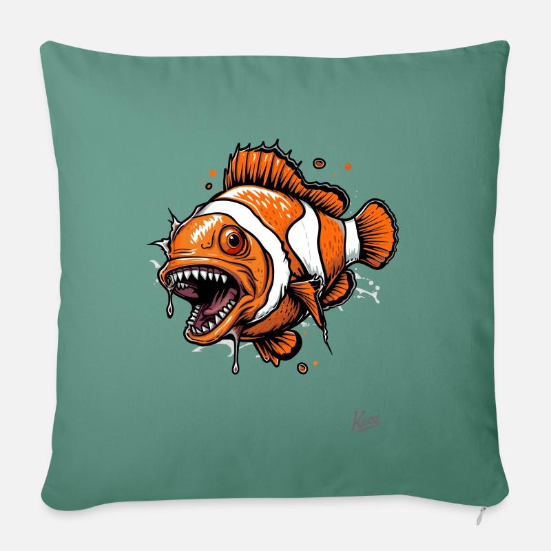 Lustiger Horror Clownfisch - Sofakissenbezug 45 x 45 cm - Tanngrün