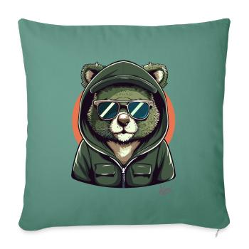 Sweat à capuche cool et lunettes de soleil Koala Bear - Housse de coussin décorative 45 x 45 cm - vert sapin - Devant
