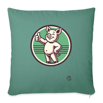 Pouce en l’air – Drôle de cochon - Housse de coussin décorative 45 x 45 cm - vert sapin - Devant