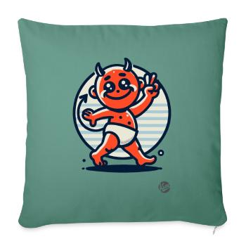 Vintage Retro Cartoon Style: Cute Little Devil - Sofa pillowcase 17,3'' x 17,3'' (45 x 45 cm) - cypress green - Front