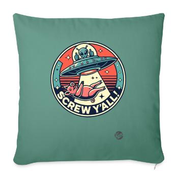 Alien Abduction Pig : Allez vous faire foutre ! - Housse de coussin décorative 45 x 45 cm - vert sapin - Devant