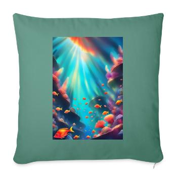 Récif corallien sous-marin - Housse de coussin décorative 45 x 45 cm - vert sapin - Devant