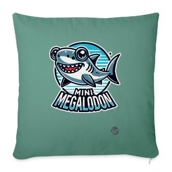Petit requin mégalodon mignon - Housse de coussin décorative 45 x 45 cm - vert sapin - Devant