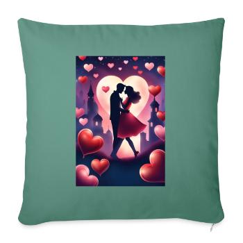 Un couple amoureux - Housse de coussin décorative 45 x 45 cm - vert sapin - Devant