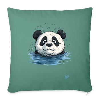 Little panda in the water - Sofa pillowcase 17,3'' x 17,3'' (45 x 45 cm) - cypress green - Front