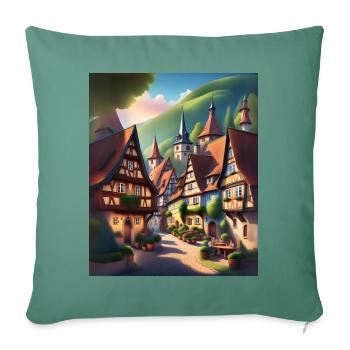 Old town in Switzerland - Sofa pillowcase 17,3'' x 17,3'' (45 x 45 cm) - cypress green - Front