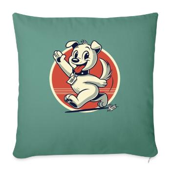 Chien de dessin animé rétro se promène - Housse de coussin décorative 45 x 45 cm - vert sapin - Devant