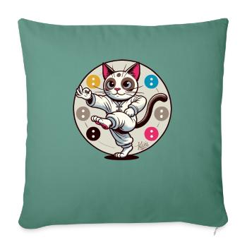 Chat de méditation Thai Chi - Housse de coussin décorative 45 x 45 cm - vert sapin - Devant