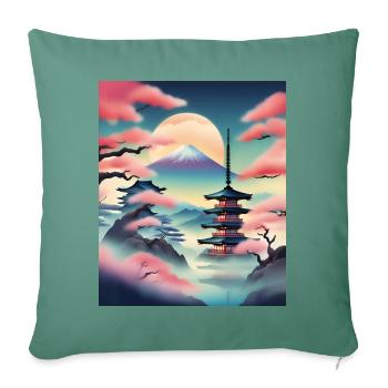 Beautiful japanese view - Sofa pillowcase 17,3'' x 17,3'' (45 x 45 cm) - cypress green - Front