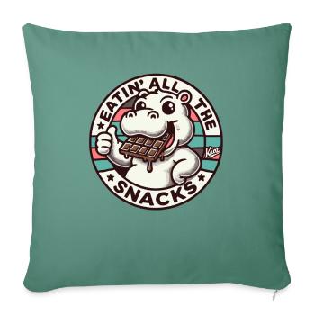 Funny hippo eating chocolate and all snacks - Sofa pillowcase 17,3'' x 17,3'' (45 x 45 cm) - cypress green - Front