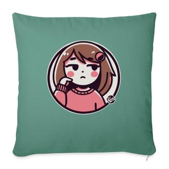 Fille de dessin animé qui s’ennuie - Housse de coussin décorative 45 x 45 cm - vert sapin - Devant