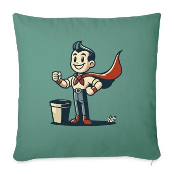 - Retro Trash Normal Superhero with Cloak - Sofa pillowcase 17,3'' x 17,3'' (45 x 45 cm) - cypress green - Front