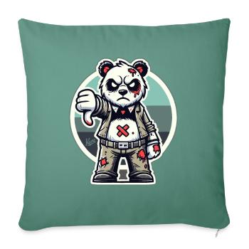 Panda zombie usé avec les pouces vers le bas - Housse de coussin décorative 45 x 45 cm - vert sapin - Devant
