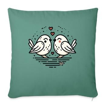 Love birds with heart, love birds of love - Sofa pillowcase 17,3'' x 17,3'' (45 x 45 cm) - cypress green - Front