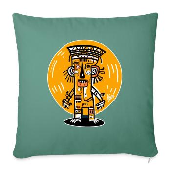 Dessin animé abstrait Maya Inca Graffiti - Housse de coussin décorative 45 x 45 cm - vert sapin - Devant