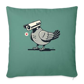 Pigeon caméra comme pigeon caméra de surveillance - Housse de coussin décorative 45 x 45 cm - vert sapin - Devant