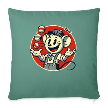 Drôle de souris rétro en tant que jongleur - Housse de coussin décorative 45 x 45 cm - vert sapin - Devant