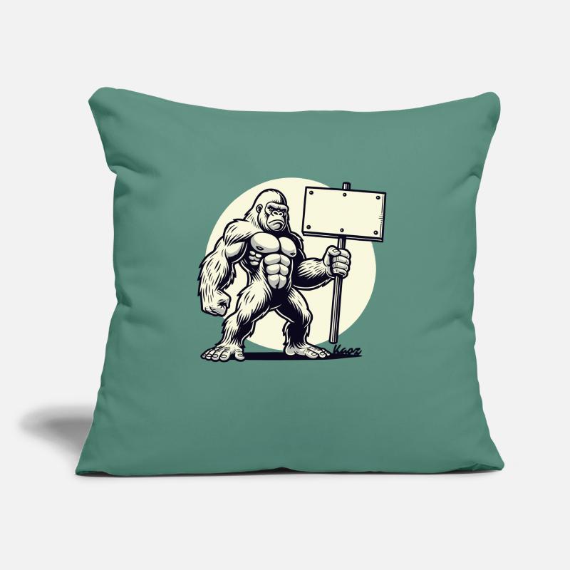 Strong gorilla with a blank shield: Your text here! Sofa pillowcase 17,3'' x 17,3'' (45 x 45 cm)