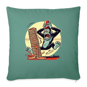 Pancake monkey – chaos with syrup - Sofa pillowcase 17,3'' x 17,3'' (45 x 45 cm) - cypress green - Front