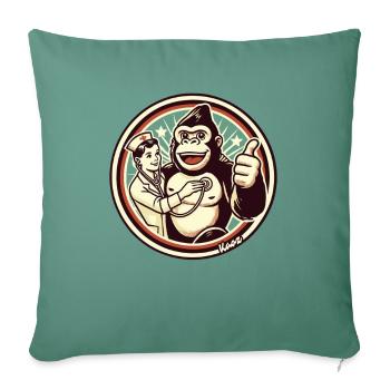 Systematic health – gorilla with thumbs up - Sofa pillowcase 17,3'' x 17,3'' (45 x 45 cm) - cypress green - Front