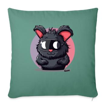 Lustiger Hase mit Skibrille - Sofakissenbezug 45 x 45 cm - Tanngrün - Vorne