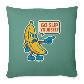 Banane en colère avec un dicton effronté - Housse de coussin décorative 45 x 45 cm - vert sapin - Devant