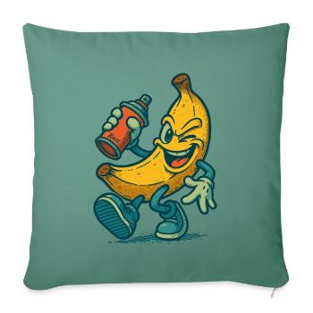 Freche Banane mit Spraydose - Sofakissenbezug 45 x 45 cm - Tanngrün - Vorne