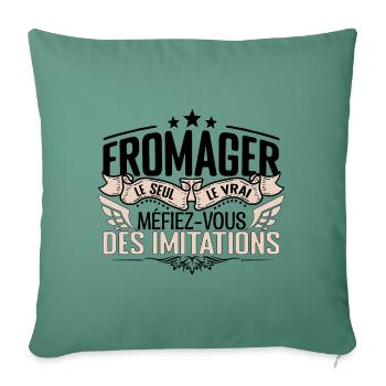 Fromager cadeau Fromager le vrai Fromager - Housse de coussin décorative 45 x 45 cm - vert sapin - Devant