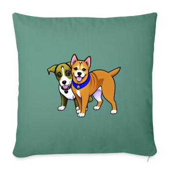 Two cute dogs - Sofa pillowcase 17,3'' x 17,3'' (45 x 45 cm) - cypress green - Front