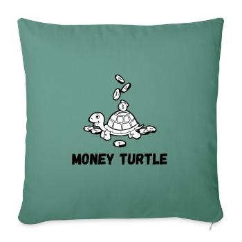 Money Turtle Spardose und Sparschwein - Sofakissenbezug 45 x 45 cm - Tanngrün - Vorne