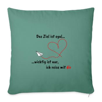 Avion en papier avec coeur et texte romantique - Housse de coussin décorative 45 x 45 cm - vert sapin - Devant