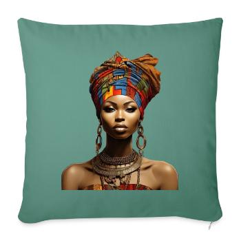 Afro-kulturelle Brillanz - Sofakissenbezug 45 x 45 cm - Tanngrün - Vorne
