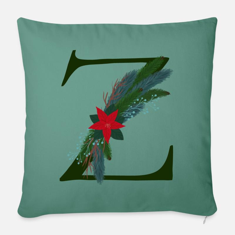 Z – dekoratives Schriftzeichen – Weihnachten - Sofakissenbezug 45 x 45 cm - Tanngrün