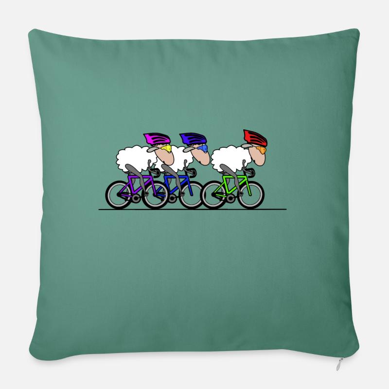 Radsport Schafe - Sofakissenbezug 45 x 45 cm - Tanngrün