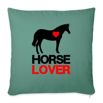 Amoureux des chevaux - Housse de coussin décorative 45 x 45 cm - vert sapin - Devant
